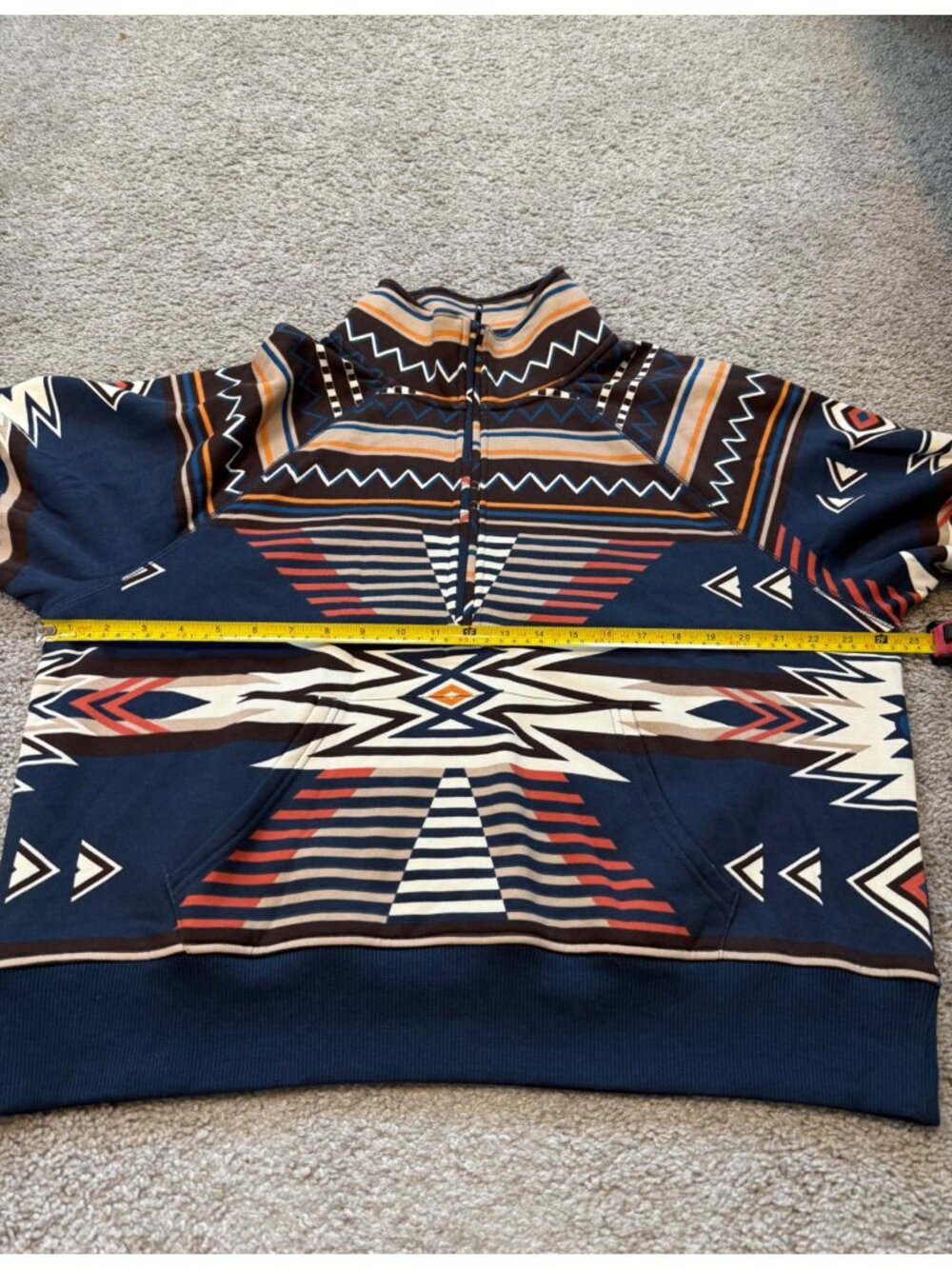 Shyanne Womens Aztec Quarter Zip Pullover Sweatshirt Size L Southwestern Pocket - Picture 3 of 9